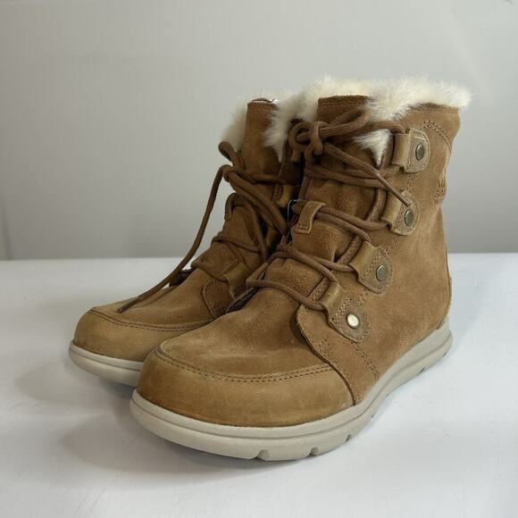 SOREL Explorer Joan Women’s 8.5 Quarry Waterproof Leather/Suede Lace Up Boot - Picture 1 of 9